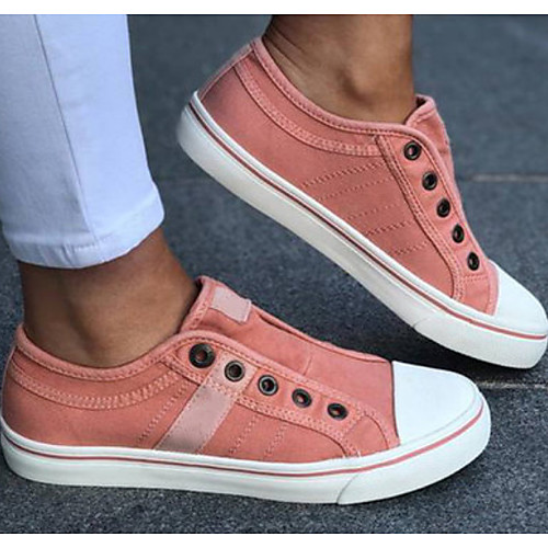 

Women's Sneakers Spring & Summer Flat Heel Open Toe Daily Canvas Almond / Pink / Gray