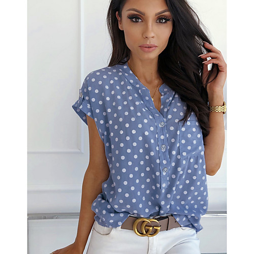 

Women's Polka Dot Shirt Daily Going out Blue
