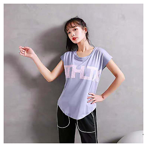 

Women's Elastane Running T-Shirt Workout Shirt Round Neck Running Active Training Fitness Breathable Quick Dry Soft Sportswear Tee / T-shirt Top Short Sleeve Activewear Stretchy