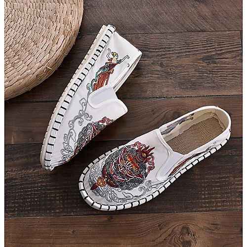 

Women's Flats Spring & Summer Flat Heel Round Toe Daily Solid Colored Canvas White / Black