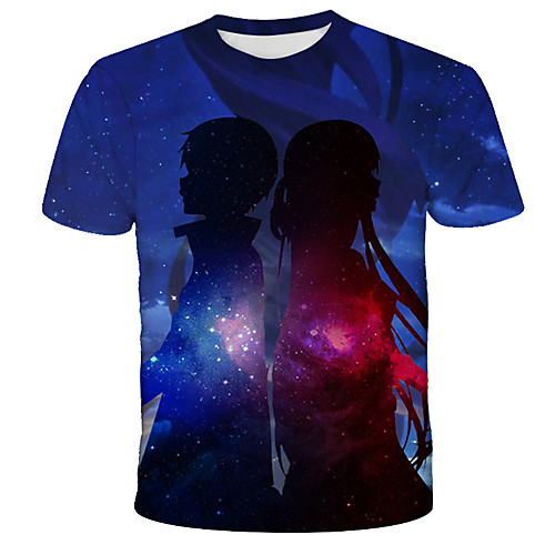 

Men's 3D Cartoon Black & White Print T-shirt Street chic Exaggerated Daily Holiday Round Neck Rainbow / Short Sleeve