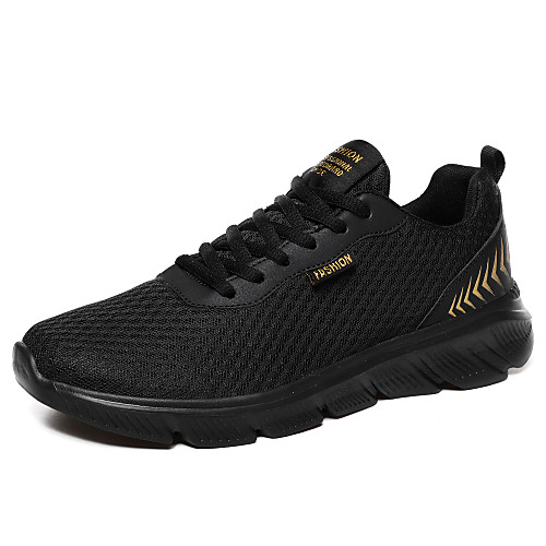 

Men's Fall Daily Outdoor Trainers / Athletic Shoes Running Shoes / Walking Shoes Mesh Breathable Non-slipping Shock Absorbing Black / Gold / Black and White / Black / Red