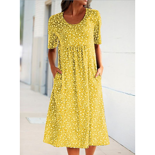 

Women's Maxi Sheath Dress - Short Sleeves Floral Summer Elegant Slim 2020 Blue Yellow S M L XL XXL XXXL