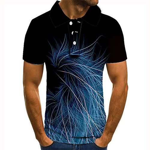 

Men's Graphic 3D Print Print Polo Daily Blue / Short Sleeve