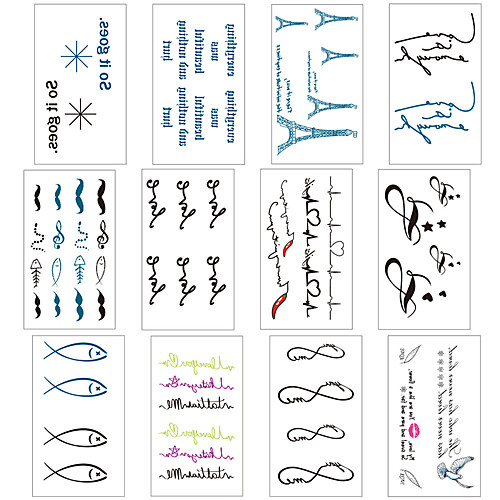 

12 pcs Temporary Tattoos Water Resistant / Waterproof / Mini Style / Safety Face / Body / Hand Water-Transfer Sticker Body Painting Colors