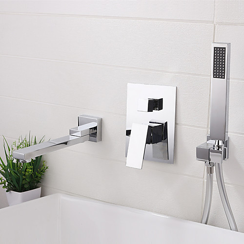 

Bathroom Sink Faucet - Wall Mount / Widespread Electroplated Widespread Single Handle Three HolesBath Taps