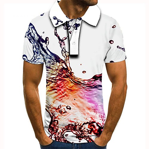 

Men's 3D Graphic Polo Basic Daily Shirt Collar Rainbow / Short Sleeve