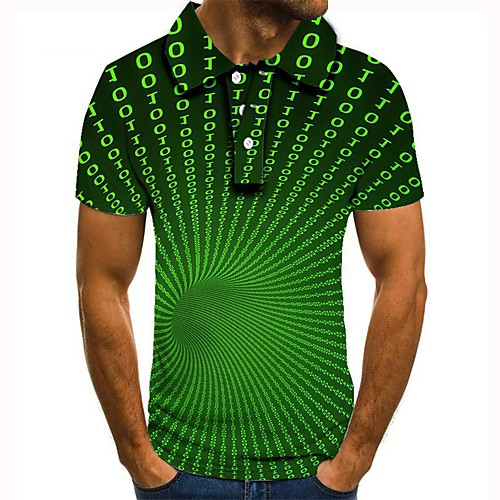 

Men's Graphic 3D Print Print Polo Daily Green / Short Sleeve