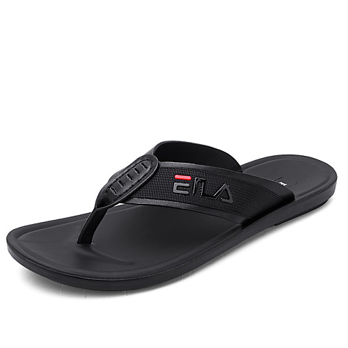 

Men's Spring / Summer Casual / Beach Daily Outdoor Slippers & Flip-Flops Faux Leather Breathable Non-slipping Wear Proof Black