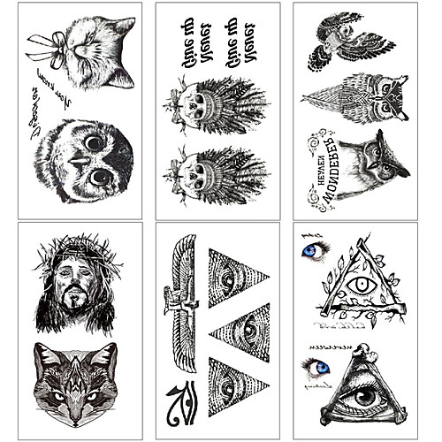 

6 pcs Temporary Tattoos Water Resistant / Waterproof / Mini Style / Safety Face / Body / Hand Water-Transfer Sticker Body Painting Colors