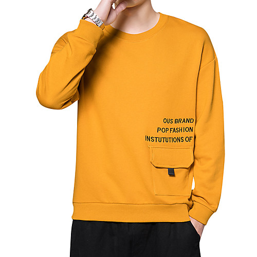 

Men's Graphic Solid Colored T-shirt - Cotton Daily Weekend Round Neck White / Black / Blue / Yellow / Long Sleeve / Letter