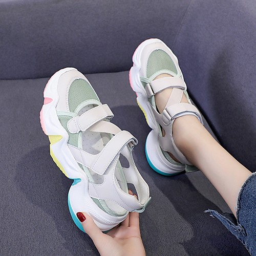 

Women's Sandals Summer Flat Heel Open Toe Daily PU Green / Beige