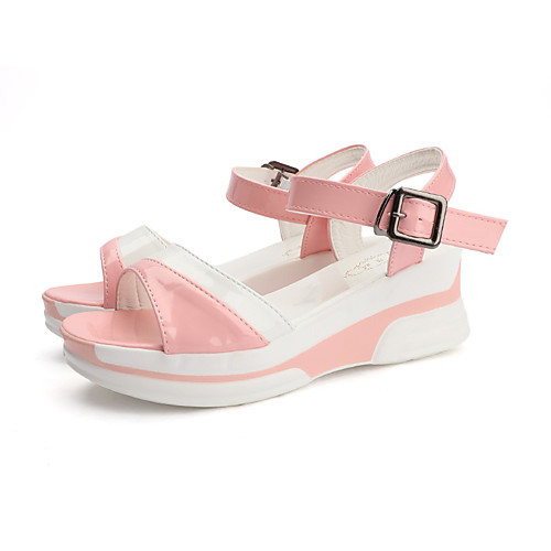 

Women's Sandals Wedge Sandals Summer Wedge Heel Open Toe Casual Daily PU Pink / White / Black / White