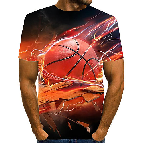 

Men's Graphic 3D Print Black & Red Print T-shirt Basic Exaggerated Daily Round Neck Red / Short Sleeve