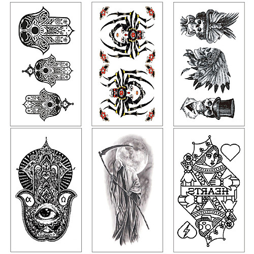 

6 pcs Temporary Tattoos Water Resistant / Waterproof / Mini Style / Safety Face / Body / Hand Water-Transfer Sticker Body Painting Colors
