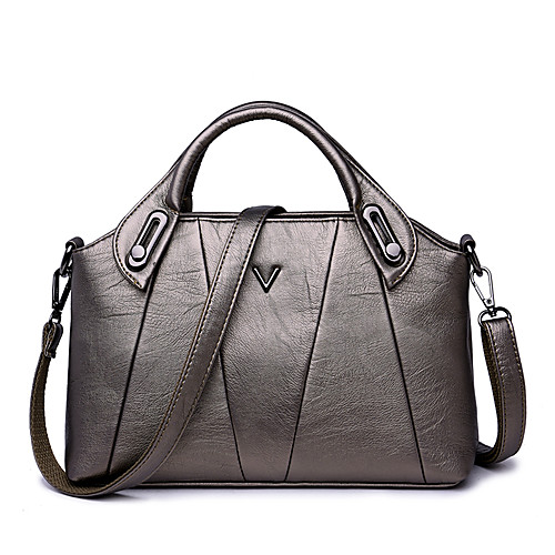 

Women's Zipper PU Top Handle Bag Solid Color Wine / Black / Blue