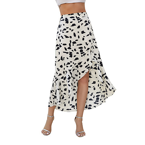 

Women's Swing Skirts - Floral White Brown Black S M L