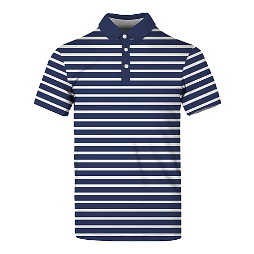 

Men's Striped Polo Basic Elegant Daily Work Navy Blue