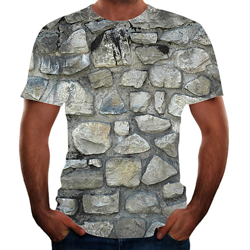 

Men's Plus Size Color Block 3D T-shirt Basic Going out Weekend Round Neck Rainbow / Short Sleeve / Animal