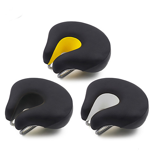 

Bike Saddle / Bike Seat Extra Wide / Extra Large Breathable Comfort Hollow Design Leather Steel Memory Foam Cycling Road Bike Mountain Bike MTB Recreational Cycling Black Black / Yellow Black / White