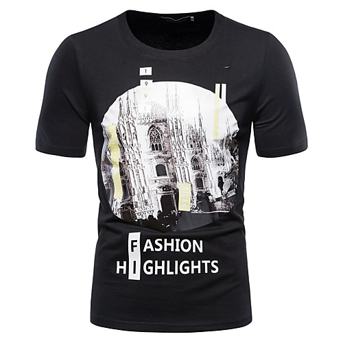 

Men's Abstract Black & White Print T-shirt - Cotton Basic Daily Going out Round Neck White / Black / Short Sleeve