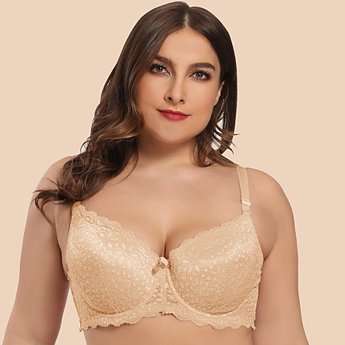 

Women's Push-up Lace Bras Underwire Bra Full Coverage Bra Black Blushing Pink Beige