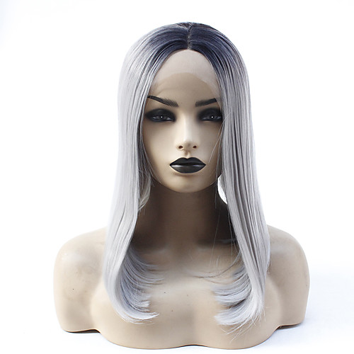 

Synthetic Lace Front Wig Straight Jenifer Middle Part Lace Front Wig Ombre Medium Length Ombre Grey Synthetic Hair 14-16 inch Women's Heat Resistant Women Hot Sale Gray Ombre / Glueless