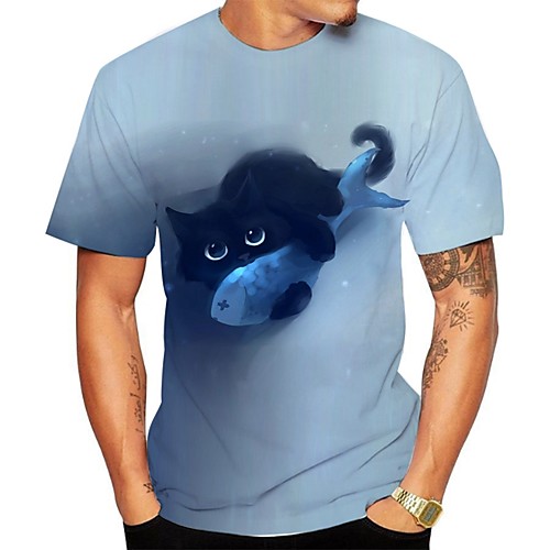 

Men's Plus Size 3D Animal T-shirt Basic Daily Going out Round Neck Purple / Short Sleeve