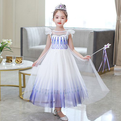 

Frozen Outfits Costume Girls' Movie Cosplay Cosplay Pink / Blue / Purple (With Accessories) Skirt Children's Day Polyester Cotton