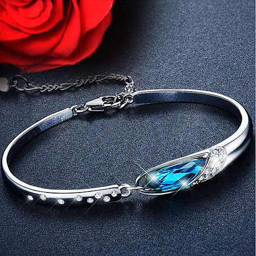 

Women's Blue Aquamarine Bracelet Bangles Cuff Bracelet Figaro Bracelet Classic Fashion Trendy Casual / Sporty Korean Fashion Cute Copper Bracelet Jewelry Silver For Sport Gift Date Birthday Festival