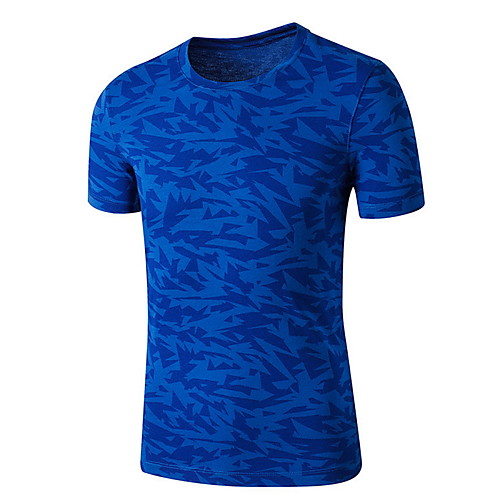 

Men's Geometric Slim T-shirt Daily Round Neck Blue / Light Blue / Short Sleeve
