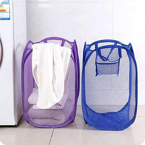 

Foldable Nylon Mesh Fabric Laundry Basket Storage Toy Orgnizer Washing Basket Dirty Clothes Sundries Basket Candy Color