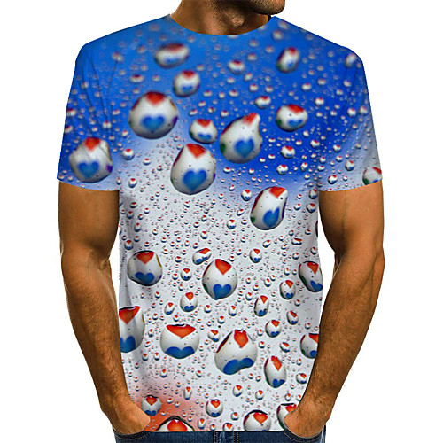 

Men's Plus Size Geometric 3D Print T-shirt Street chic Exaggerated Daily Going out Round Neck Rainbow / Short Sleeve