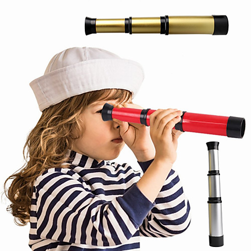 

1 Pcs Pirate Monocular Telescope Retractable Handheld Telescope Portable Kids Educational Science Toys Spyglass for Travel Watching Games Hiking Hunting Golden Silver