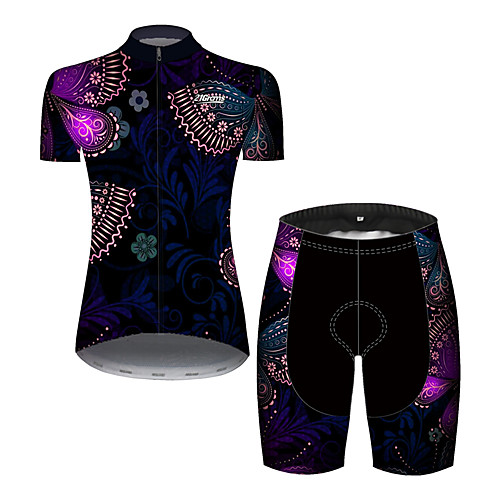 

Women's Short Sleeve Cycling Jersey with Shorts Black / Blue Butterfly Floral Botanical Bike Quick Dry Breathable Sports Butterfly Mountain Bike MTB Road Bike Cycling Clothing Apparel / Micro-elastic