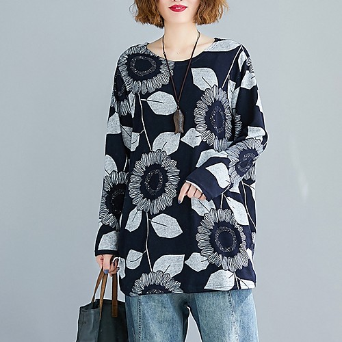 

Women's Floral T-shirt Daily Blue