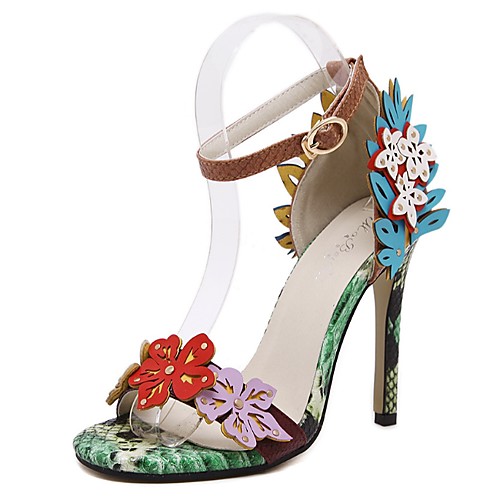 

Women's Sandals Summer Stiletto Heel Open Toe Daily PU Blue
