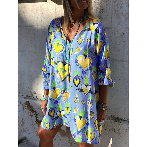 

Women's A Line Dress - Half Sleeve Geometric Summer Casual 2020 Blue Yellow Blushing Pink Green S M L XL XXL XXXL