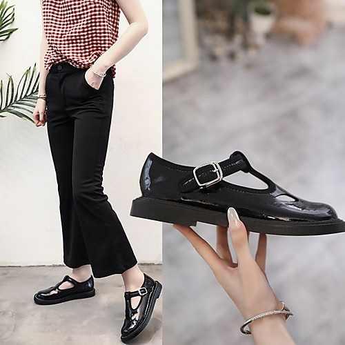 

Women's Flats Summer Flat Heel Round Toe Daily PU Black