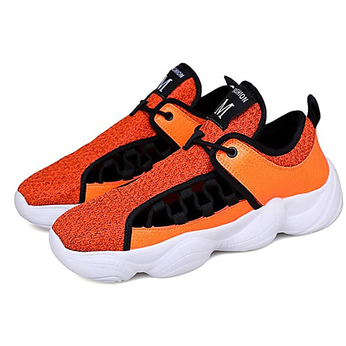

Men's Spring & Summer Sporty Athletic Trainers / Athletic Shoes Running Shoes Mesh / PU Non-slipping Black / Orange / Gray