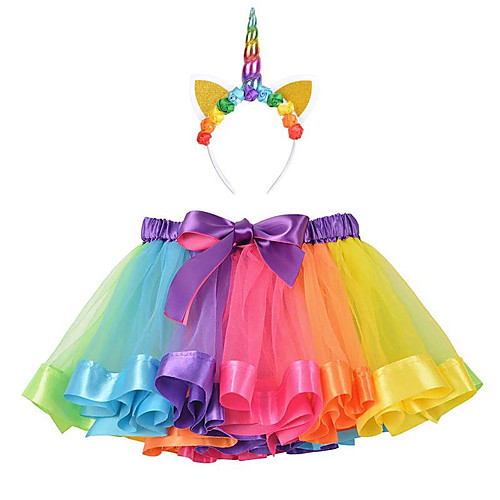 

Princess Unicorn Dress Outfits Girls' Movie Cosplay A-Line Slip Purple / Yellow / Light Purple Skirt Headband Children's Day Masquerade