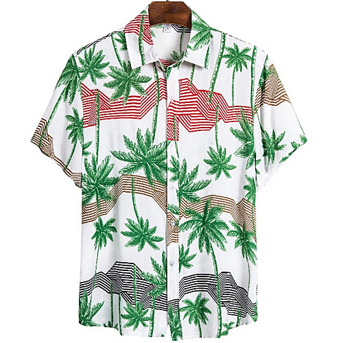 

Men's Geometric Shirt - Cotton Daily Going out Green / Short Sleeve
