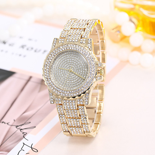 

Women's Steel Band Watches Cubic Zirconia Fashion Alloy Digital Rose Gold Gold Silver Casual Watch 30 m 1 pc Analog One Year Battery Life