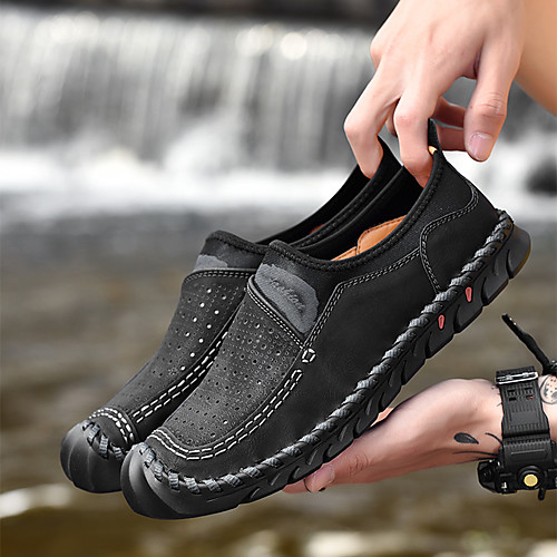 

Men's Summer Casual Daily Loafers & Slip-Ons Cowhide / PU Non-slipping Black / Khaki / Brown