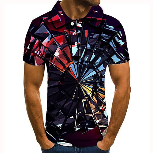 

Men's 3D Polo Basic Daily Shirt Collar Rainbow / Short Sleeve