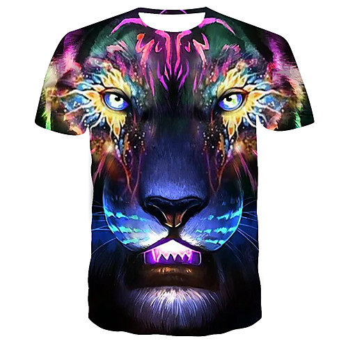 

Men's 3D Print T-shirt Daily Round Neck Rainbow / Short Sleeve