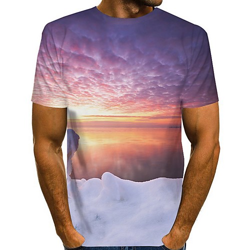 

Men's Graphic Scenery T-shirt Daily Wine / Blue / Purple / Dark Gray / Rainbow / Gray