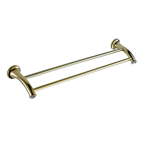 

Contemporary Golden Crystal Brass Double Towel Bar