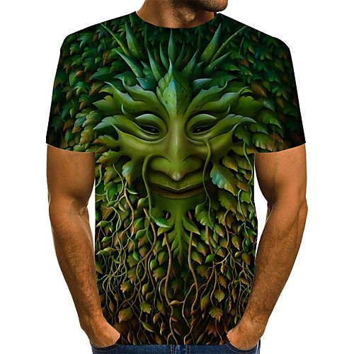 

Men's Graphic 3D Print Fantastic Beasts Print T-shirt Basic Exaggerated Daily Round Neck Green / Short Sleeve