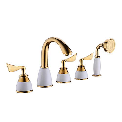 

Bathtub Faucet - Contemporary Ti-PVD Tub And Shower Ceramic Valve Bath Shower Mixer Taps